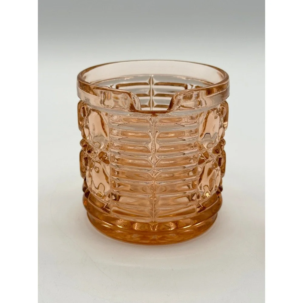 Vintage Windsor Pink Indiana Glass Jam Jar with Lid Diamond Pressed Glass Pink